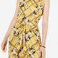 Vestido feminino com cinto e estampa mista, amarelo, tamanho XX-G