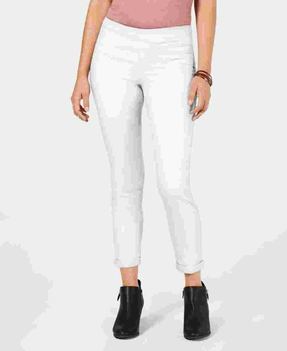 Calça skinny feminina estilo &amp; co com bainha dobrada, branca, tamanho 14