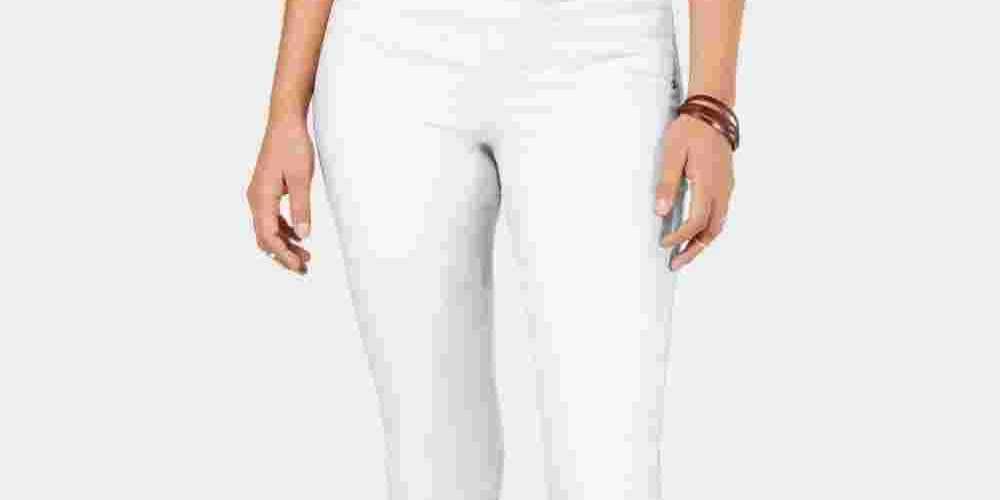 Calça skinny feminina estilo &amp; co com bainha dobrada, branca, tamanho 14