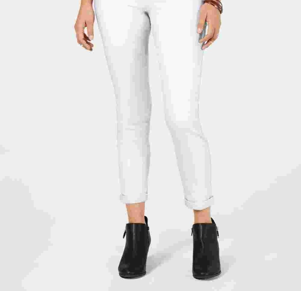 Calça skinny feminina estilo &amp; co com bainha dobrada, branca, tamanho 14