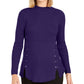 Suéter de malha canelada com cadarço e gola falsa feminino Style &amp; Co, roxo, tamanho XX-G