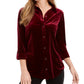 Charter Club Women's Button-Down Velvet Shirt  Purple Size Large