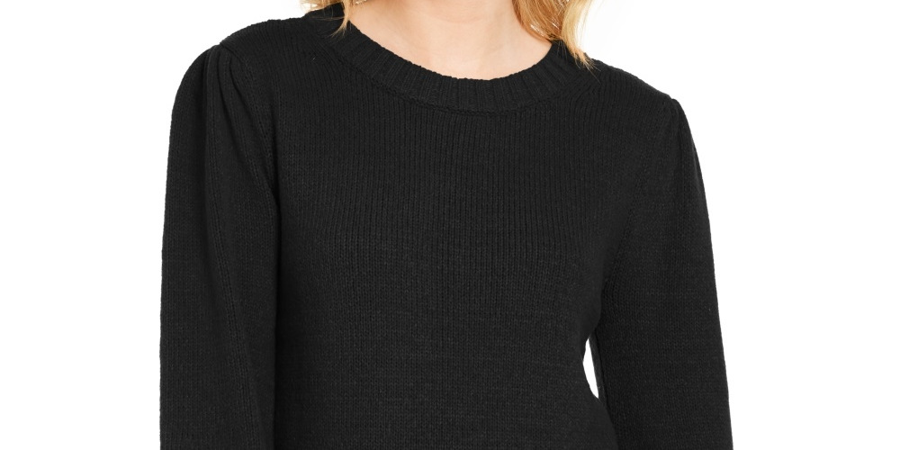 Suéter feminino de manga bufante Style &amp; Co, preto, tamanho médio