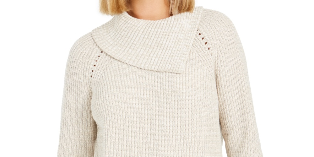 Suéter feminino de malha Pointelle da Style &amp; Co, bege, tamanho XXG