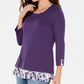 Blusa feminina Karen Scott com acabamento estampado, roxa, tamanho PL