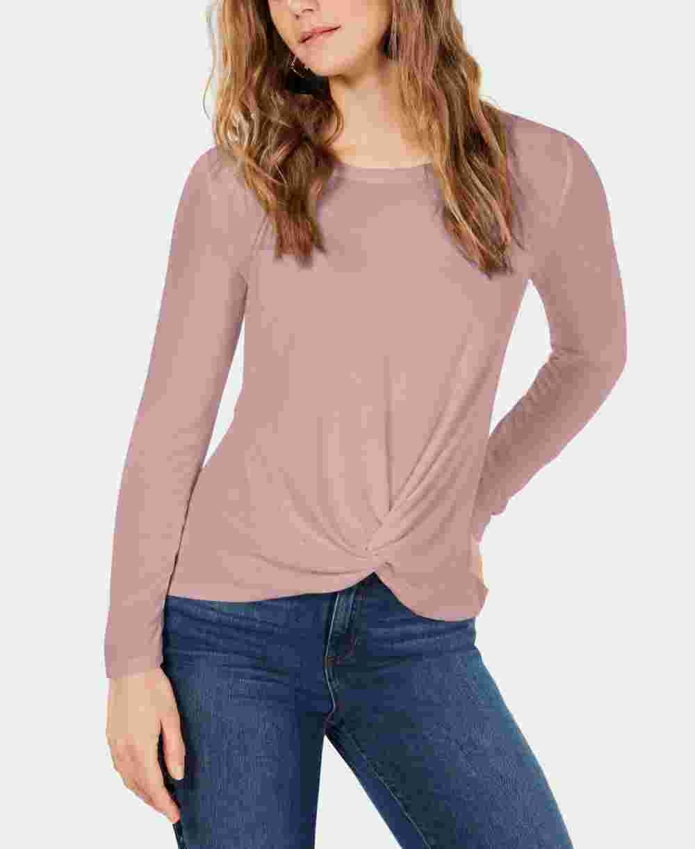 Blusa drapeada com frente torcida feminina Style &amp; Co, vermelha, tamanho PXL