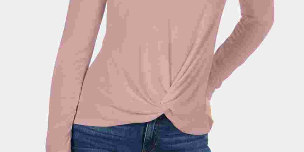 Blusa drapeada com frente torcida feminina Style &amp; Co, vermelha, tamanho PXL