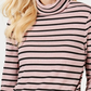 Blusa feminina listrada de gola alta Charter Club, rosa, tamanho pequeno e pequeno