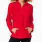 Karen Scott Top feminino pequeno com decote em zíper vermelho brilhante tamanho pequeno