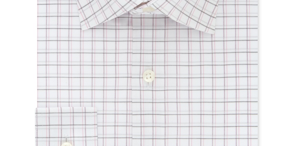 Camisa social masculina xadrez elástica Michael Kors, branca/tijolo, tamanho 16x34-35