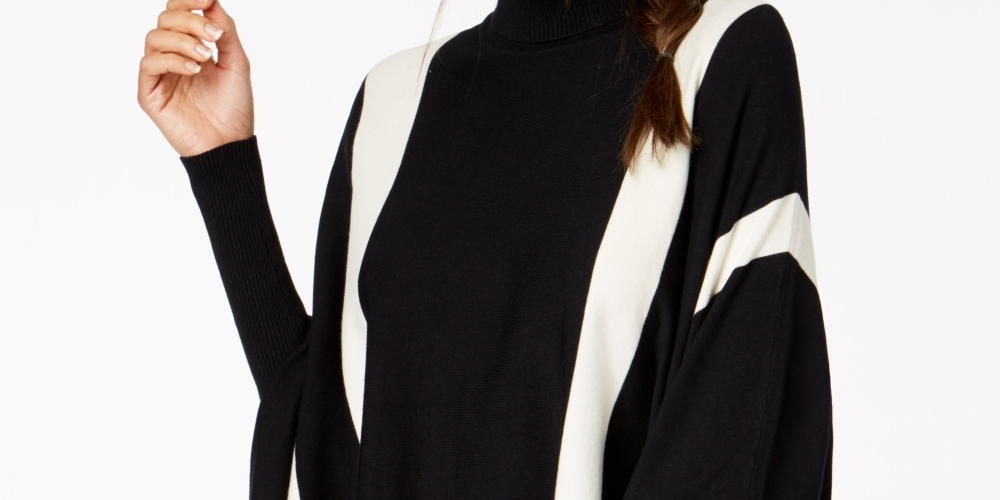 Poncho feminino listrado Alfani, preto, tamanho pequeno