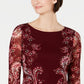 Charter Club Blusa de malha com estampa floral feminina, tamanho vinho PXL