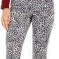 Calça jeans feminina Lexington com estampa animal, perna reta, branca, tamanho 12, Charter Club