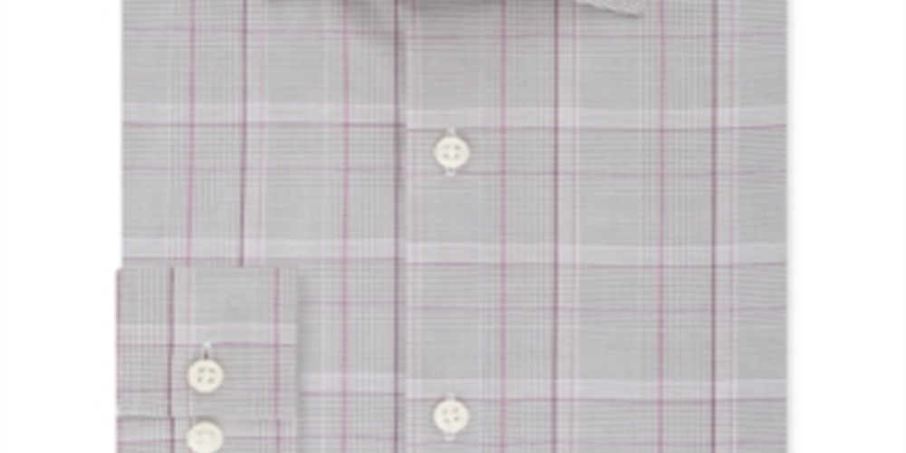 Camisa Masculina Michael Kors Glen Plaid Slim Fit com Botões Cinza Tamanho GG