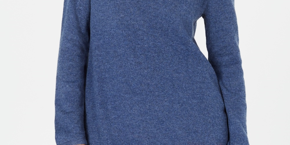 Túnica feminina Karen Scott lisa com bainha curva, azul, tamanho X-S