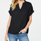 Blusa feminina Charter Club com decote aberto e manga curta, preta, tamanho pequeno médio