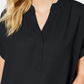 Blusa feminina Charter Club com decote aberto e manga curta, preta, tamanho pequeno médio