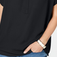 Blusa feminina Charter Club com decote aberto e manga curta, preta, tamanho pequeno médio