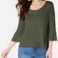 Blusa feminina pequena de crochê com manga sino e acabamento em crochê, estilo &amp; co, verde PS