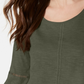 Blusa feminina pequena de crochê com manga sino e acabamento em crochê, estilo &amp; co, verde PS