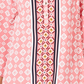 Top feminino estampado com decote dividido e manga 3/4, tamanho pequeno e médio, rosa