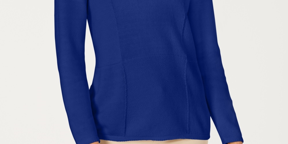 Karen Scott Suéter Feminino Patchwork Stitch Azul Tamanho P