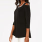 JM Collection Top feminino pequeno com decote em V e ombros descobertos, preto, tamanho pequeno