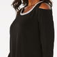 JM Collection Top feminino pequeno com decote em V e ombros descobertos, preto, tamanho pequeno