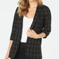 Jaqueta Calvin Klein Windowpane Roll Tab Feminina Preta Tamanho 8