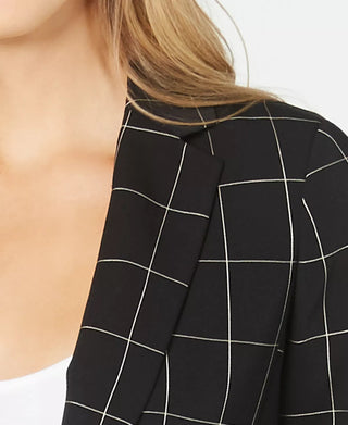 Jaqueta Calvin Klein Windowpane Roll Tab Feminina Preta Tamanho 8