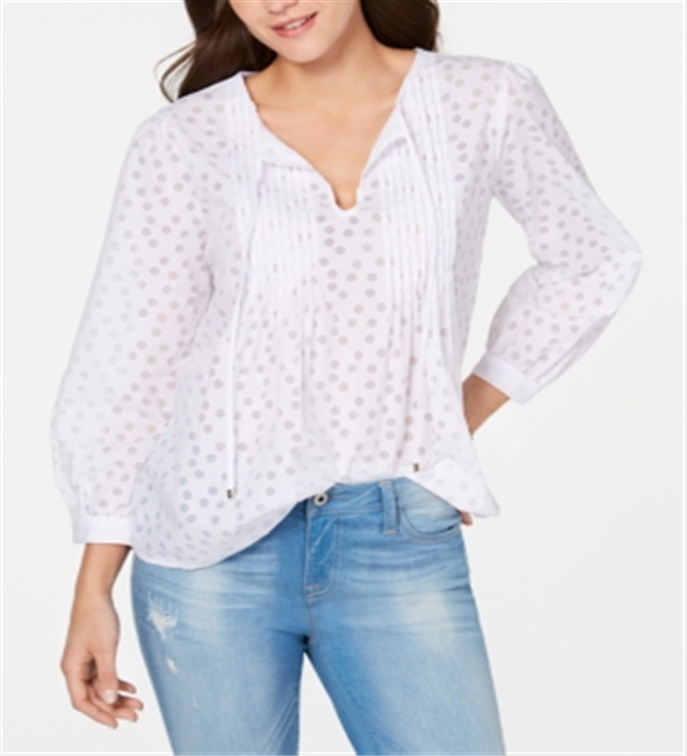 Blusa Feminina Tommy Hilfiger Pintuck Bolinhas Branca Tamanho M