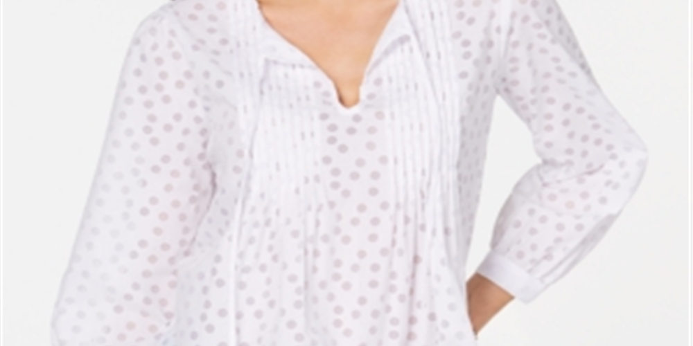 Blusa Feminina Tommy Hilfiger Pintuck Bolinhas Branca Tamanho M