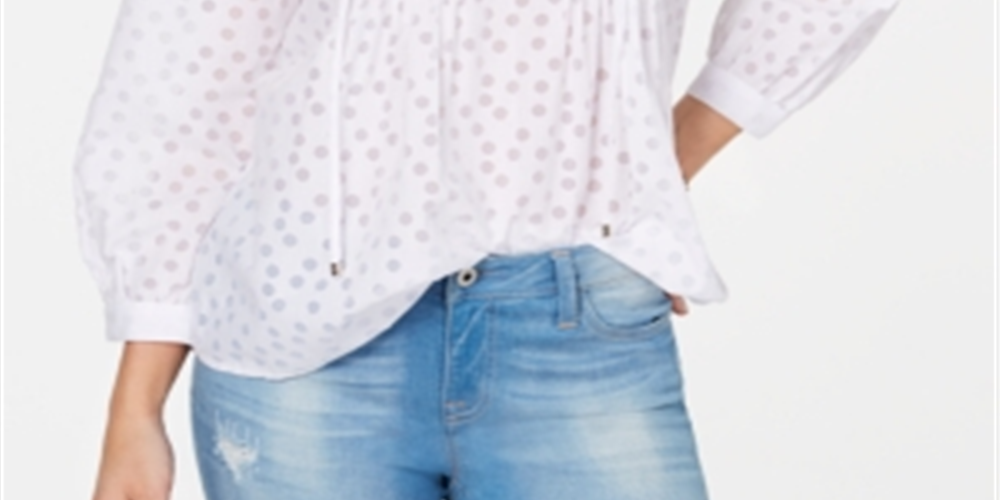 Blusa Feminina Tommy Hilfiger Pintuck Bolinhas Branca Tamanho M
