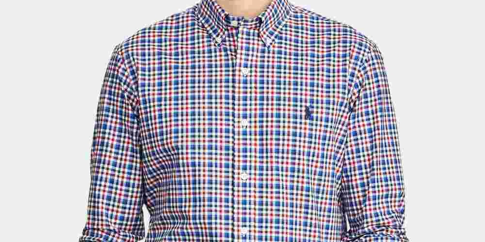 Camisa xadrez slim fit masculina Ralph Lauren azul tamanho XX-G
