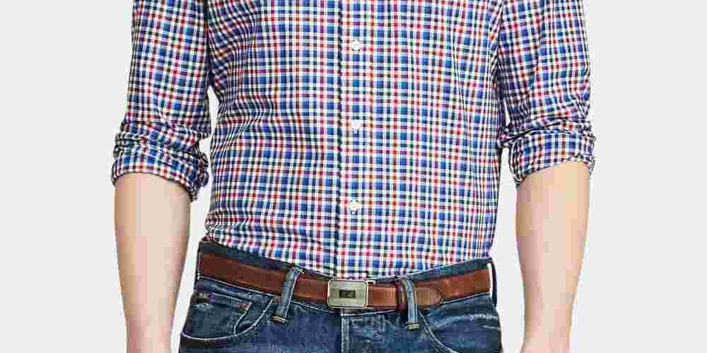 Camisa xadrez slim fit masculina Ralph Lauren azul tamanho XX-G