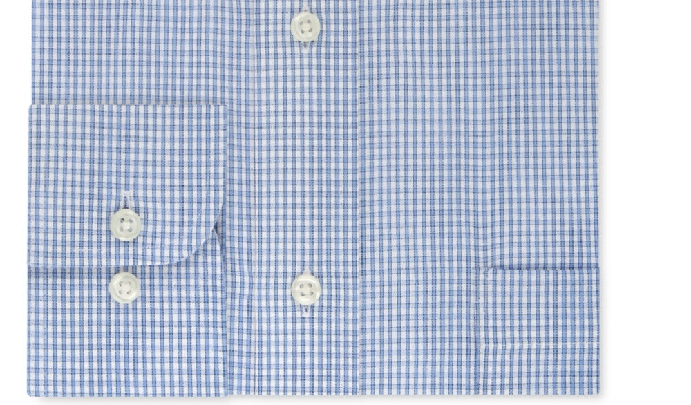 Camisa social xadrez Eagle masculina slim fit, sem passar a ferro, com gola flexível, azul, 18x36-37, 2XL