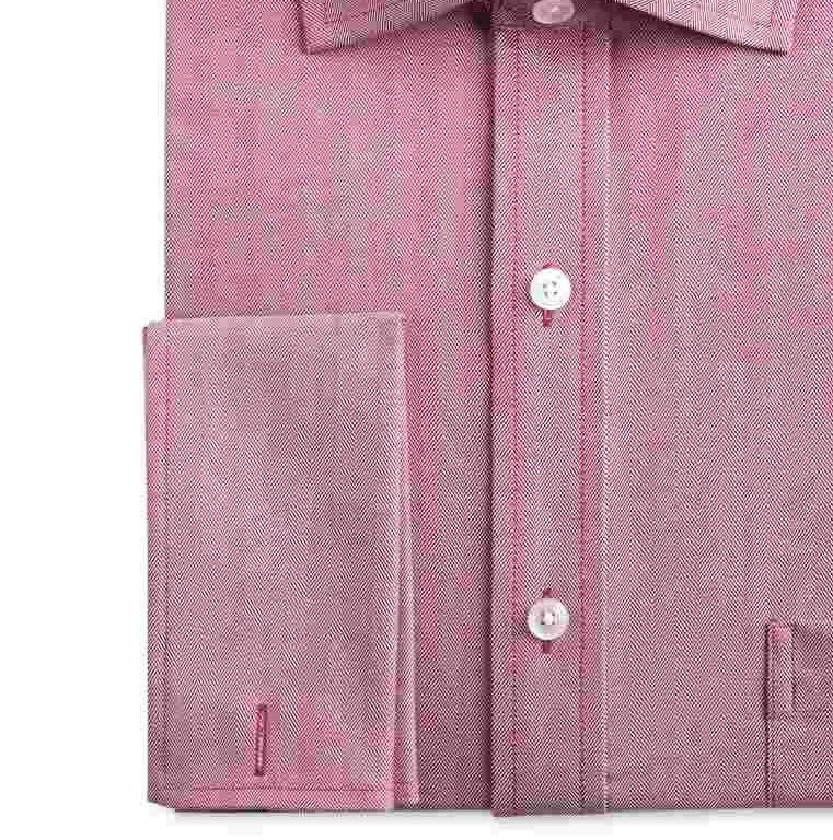 Camisa social masculina Tasso Elba, clássica/regular, sem passar, de algodão Supima, com punho francês, lisa, espinha de peixe, vermelha, tamanho 32-33
