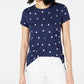 Camiseta feminina de bolinhas metálicas Maison Jules, azul, tamanho pequeno