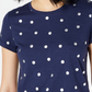 Camiseta feminina de bolinhas metálicas Maison Jules, azul, tamanho pequeno