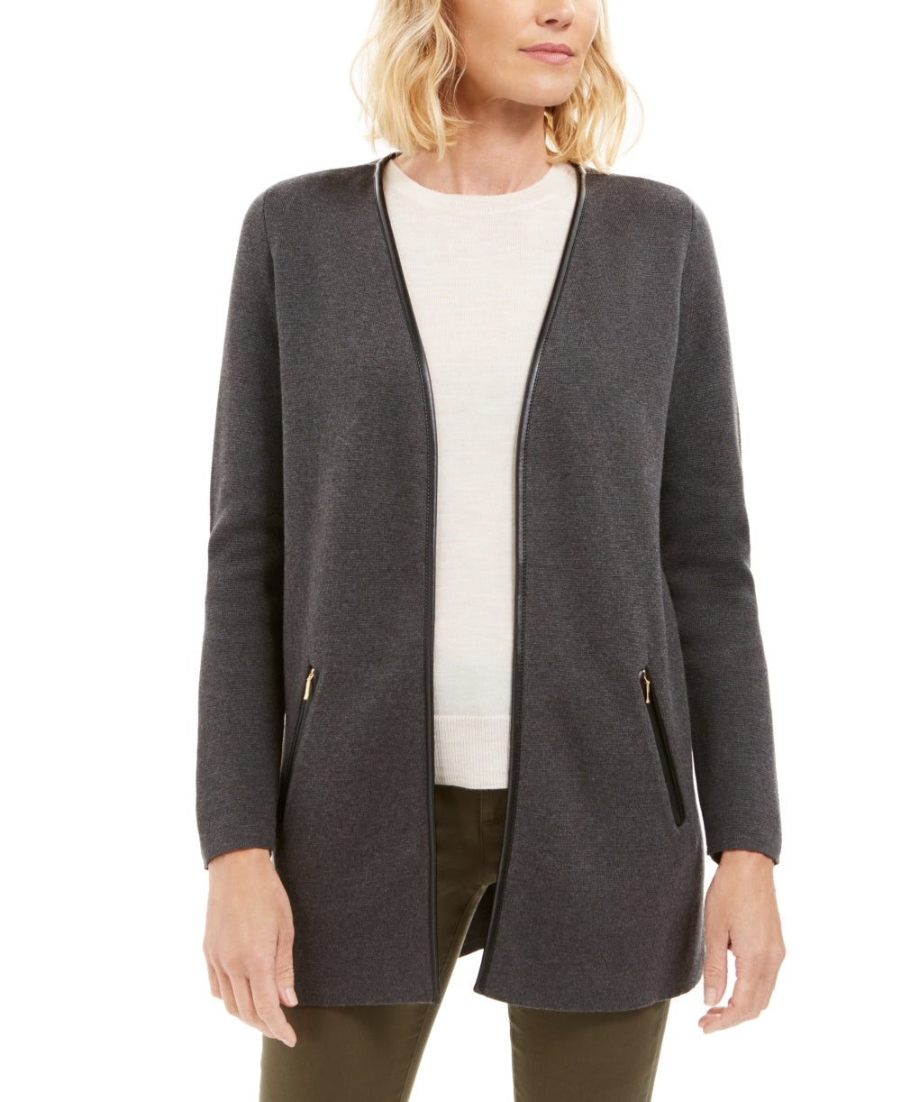 Suéter feminino Charter Club Petite Milano Cotton Completer cinza tamanho PS