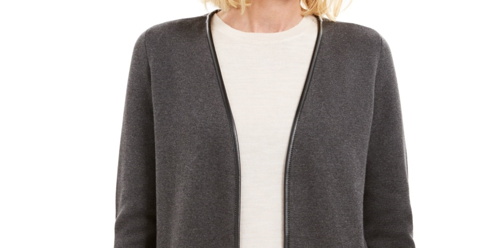 Suéter feminino Charter Club Petite Milano Cotton Completer cinza tamanho PS