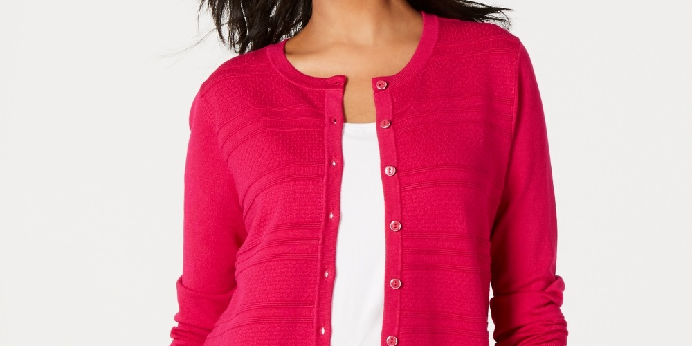 Cardigan texturizado feminino Charter Club rosa tamanho PXL