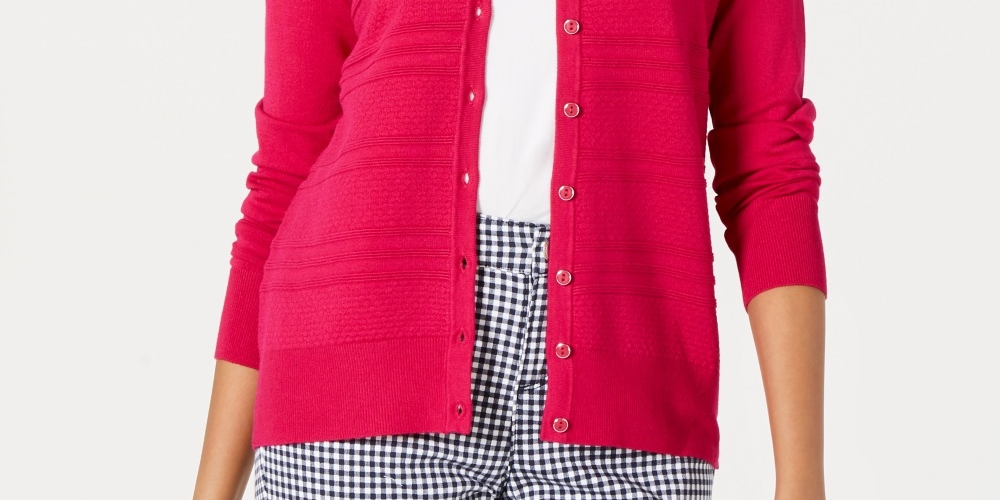 Cardigan texturizado feminino Charter Club rosa tamanho PXL