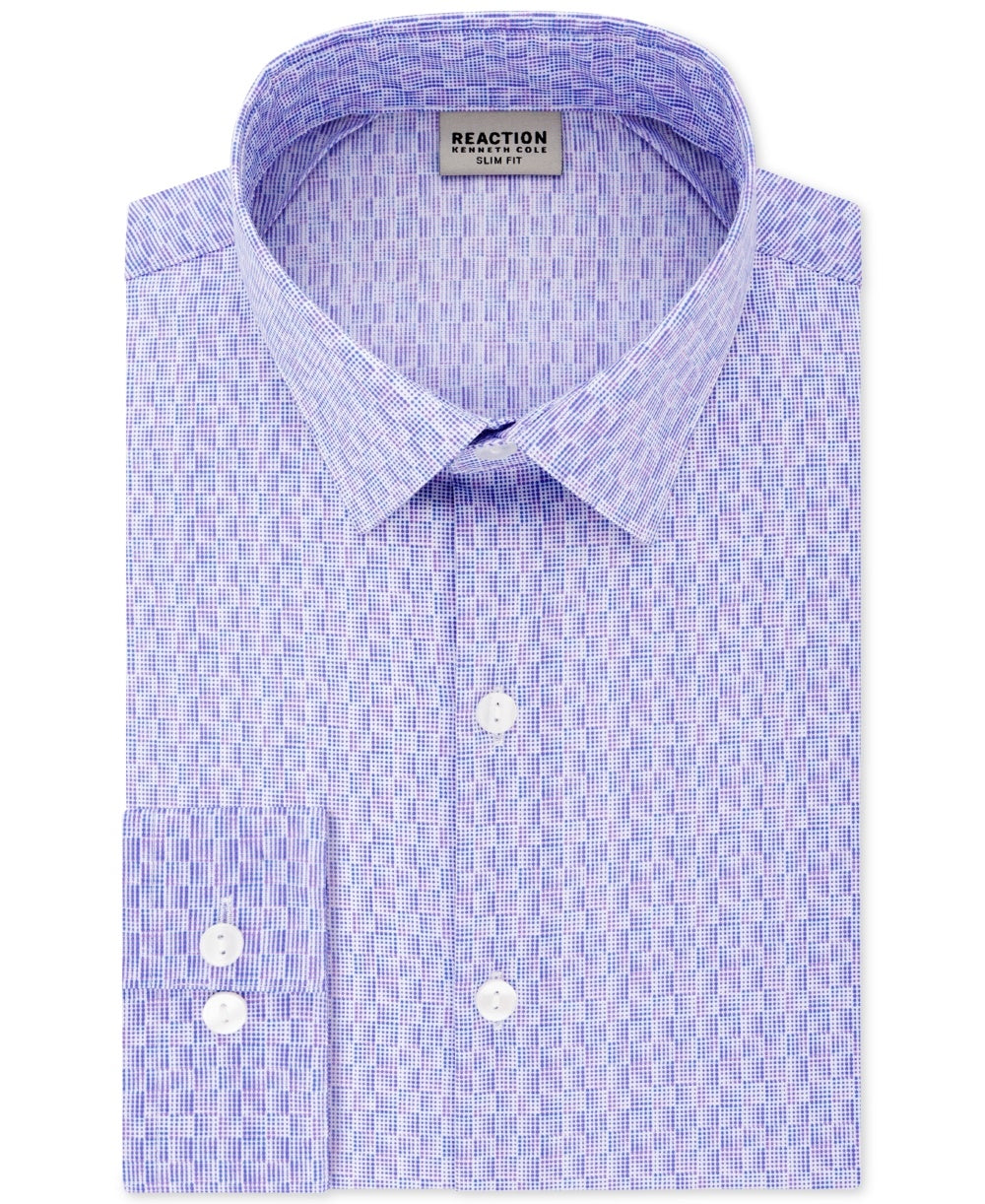 Camisa social masculina Kenneth Cole Reaction com estampa geométrica, 15 1/2, roxa, tamanho 15,5 x 32-33