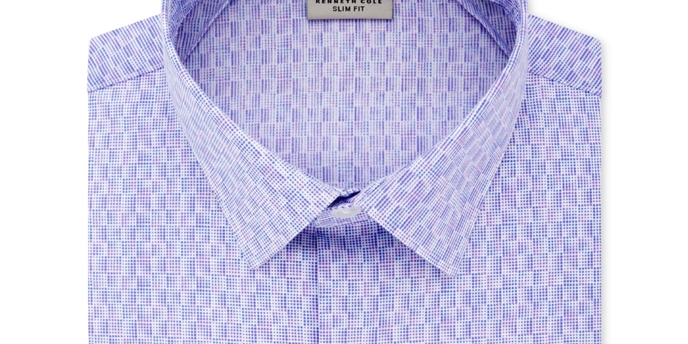 Camisa social masculina Kenneth Cole Reaction com estampa geométrica, 15 1/2, roxa, tamanho 15,5 x 32-33