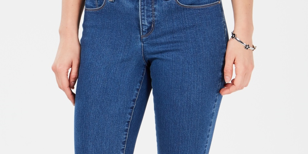 Calça jeans feminina Charter Club Tummy Control Bristol Capri, azul, tamanho 4