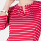 Charter Club Top feminino listrado com decote aberto, tamanho pequeno, rosa