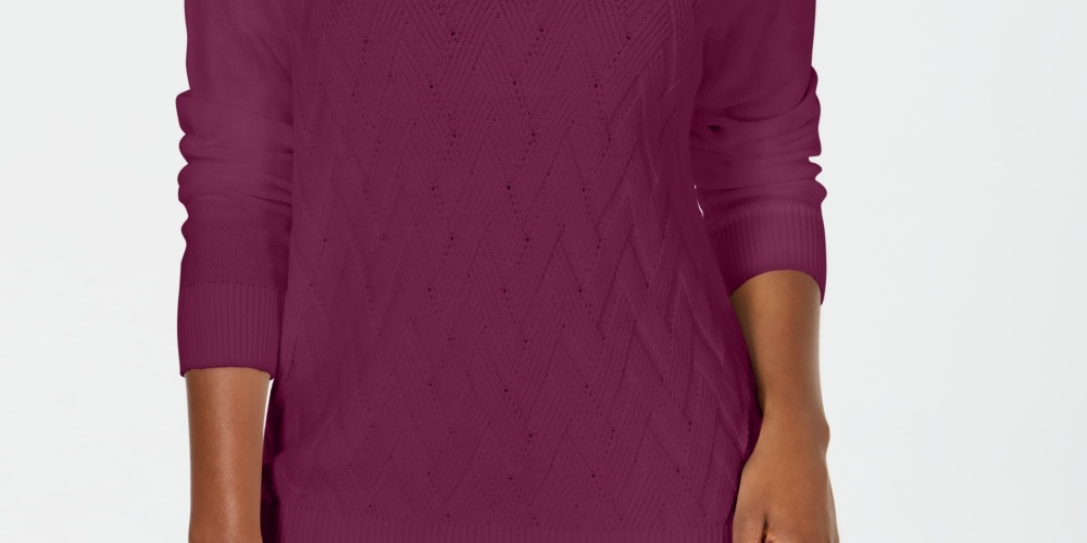 Karen Scott Suéter Feminino Basket-Stitch Vermelho Tamanho XX-G
