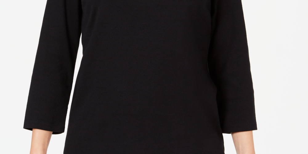 Karen Scott Top feminino de algodão com strass e detalhes em renda, tamanho pequeno, preto