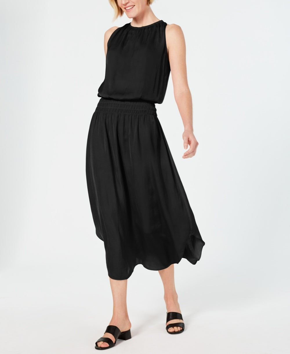 Vestido midi alfani feminino pequeno com cintura franzida, preto, PL